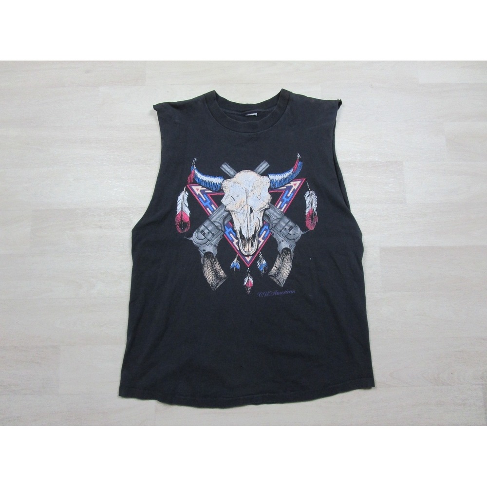 Vintage 90s Steer Skull Cutoff Sleeveless T-Shirt (M) Southwestern Revolver USA